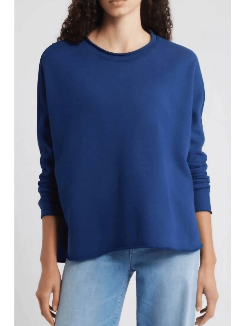 Frank & Eileen, Anna Long-Sleeve Capelet in Blue Sz L #T4103